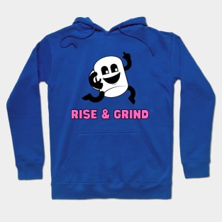 Rise & Grind Coffee Cup Cartoon, Pink Hoodie